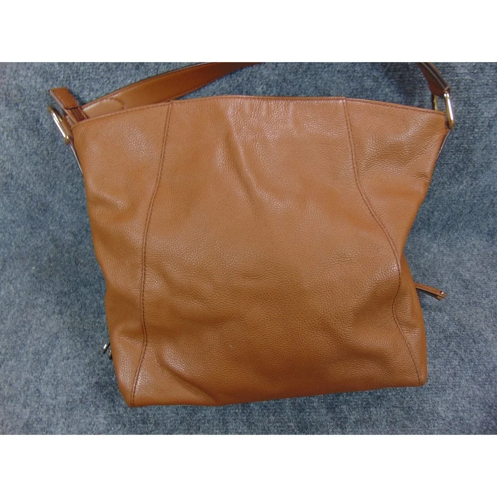 Michael Kors Bedford Purse‎ Brown Pebbled Leather Shoulder Bag Zip Top